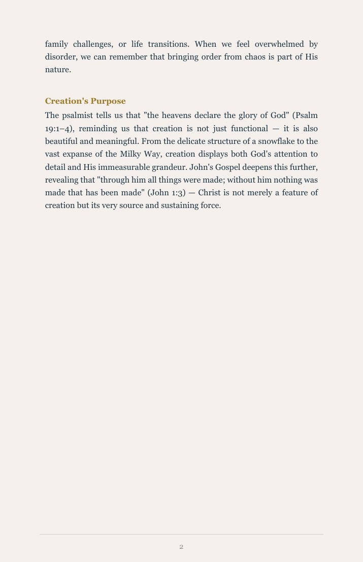 Interior page — Creation's Purpose