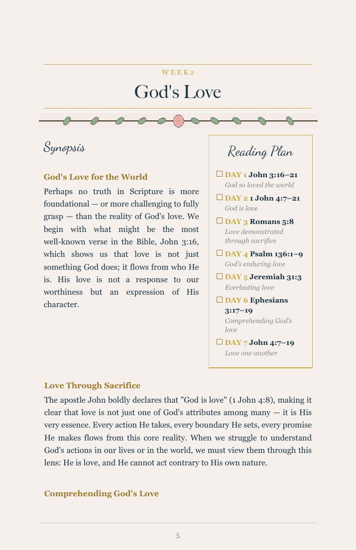Interior page — Week 2 — God's Love